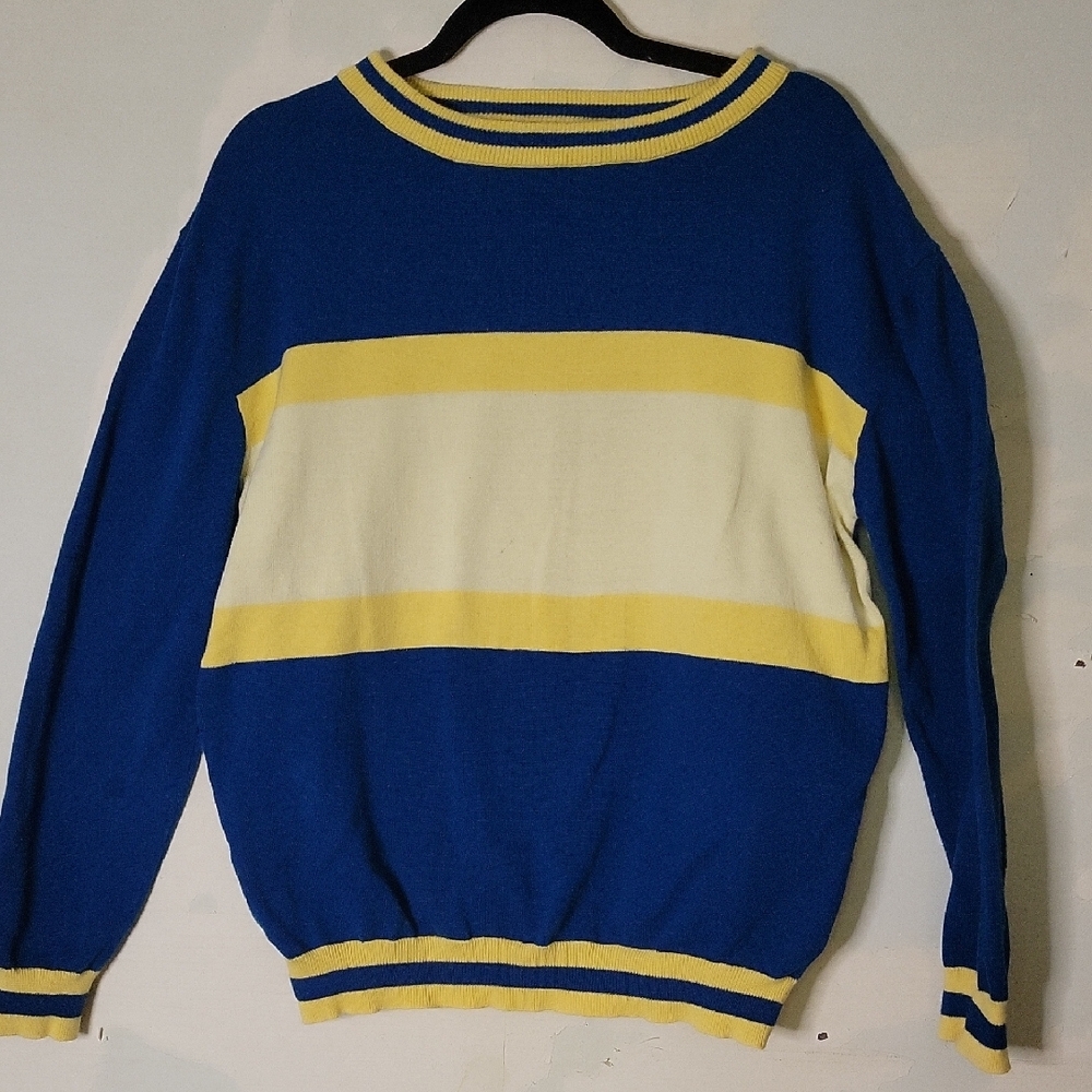 Blue and Yellow Striped Sweater